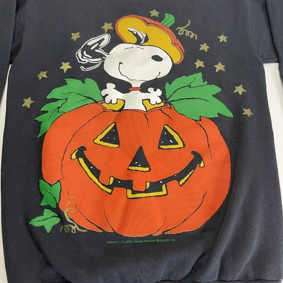 Vtg Peanuts Snoopy Halloween Sweatshirt Graphic Dog Pumpkin Fall Unisex Size M - Picture 2 of 7
